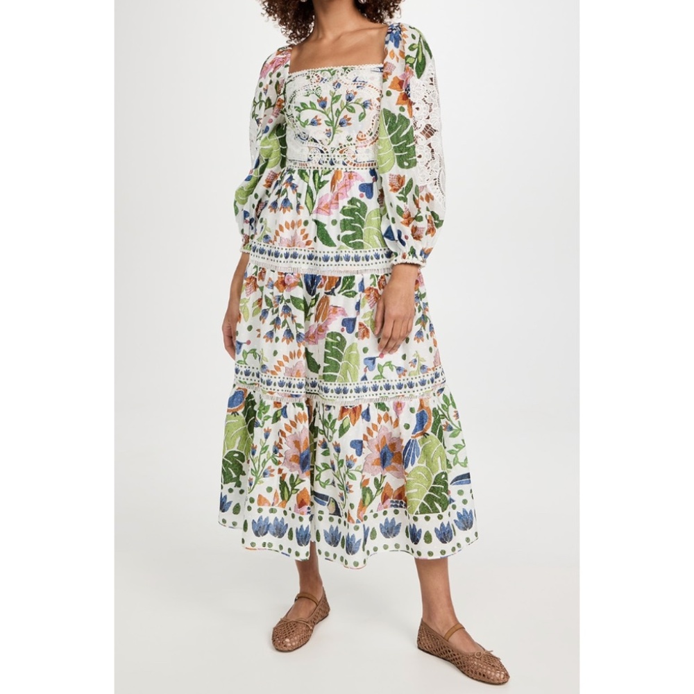 FARM Rio Summer Garden Embroidered Midi | Sz M